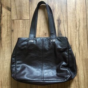 Vintage 90s J Crew Leather Tote Bag Chocolate Brown